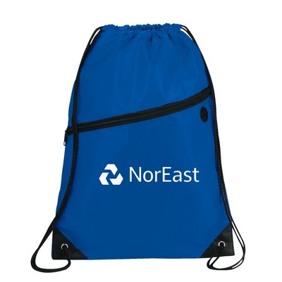 DRAWSTRING BACKPACK W/ZIPPER- 18" x 14"